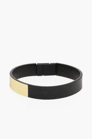 Leather Bracelet with Metallic Details