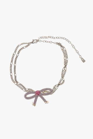 Choker a Catena con Fiocco in Strass