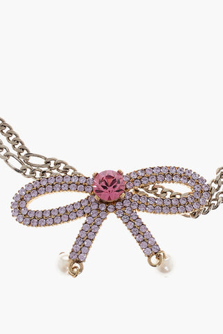 Choker a Catena con Fiocco in Strass
