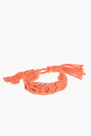 Crochet Bracelet with Tassels and Embossed Monogram