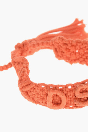Crochet Bracelet with Tassels and Embossed Monogram