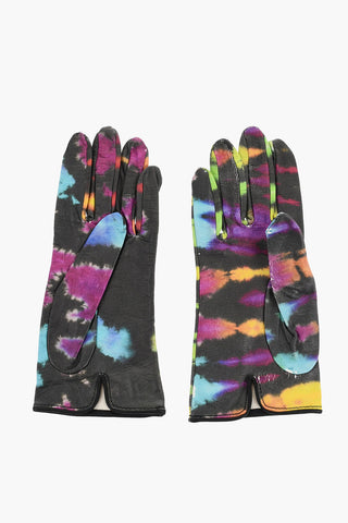 Guanti in Effetto Tie Dye in Pelle