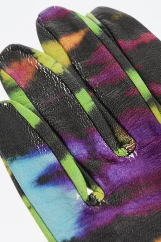 Guanti in Effetto Tie Dye in Pelle