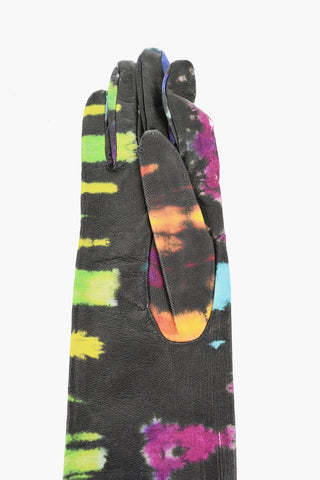 Warm Tie-Dye Effect Leather Gloves