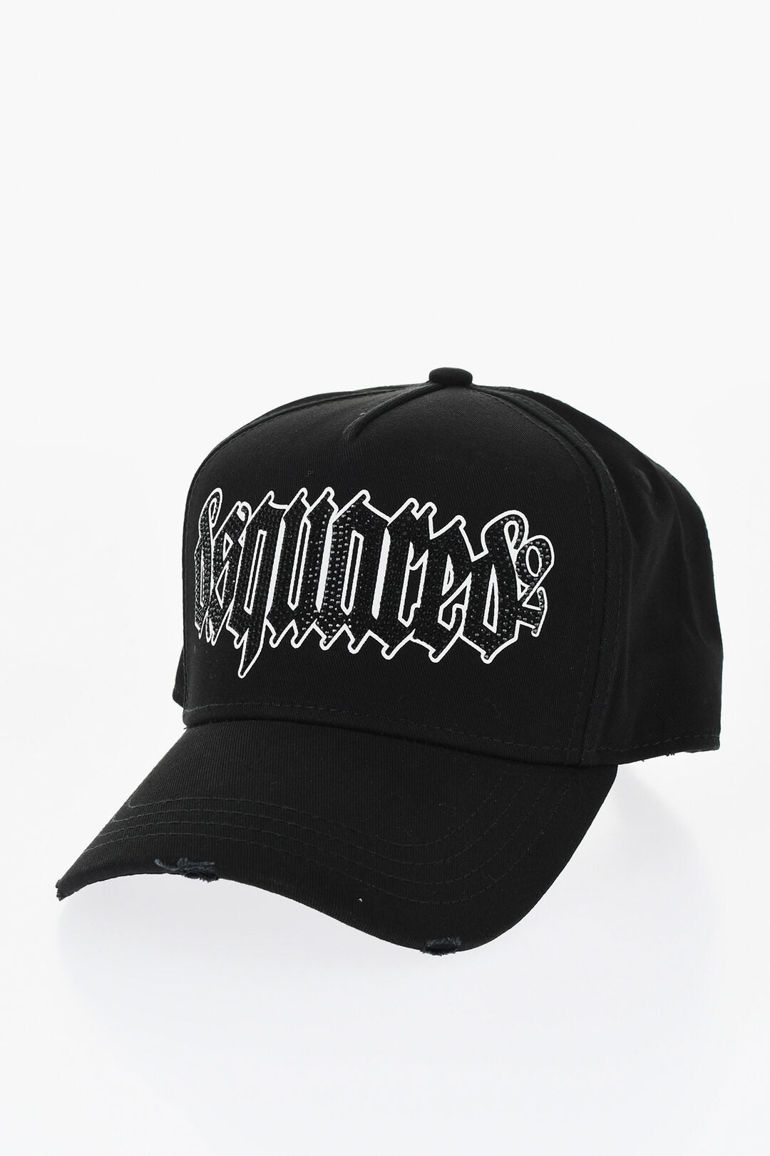 Dsquared2 – Vintage Effect Cap with Rhinestone and Gothic Print Logo ...