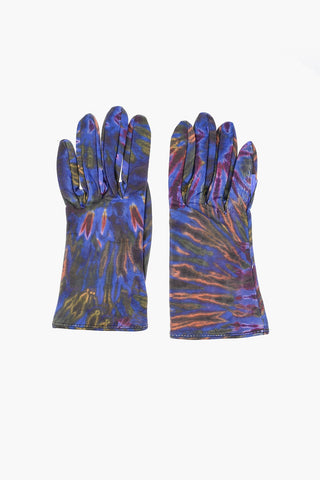Tie Dye Effect Leather Gloves