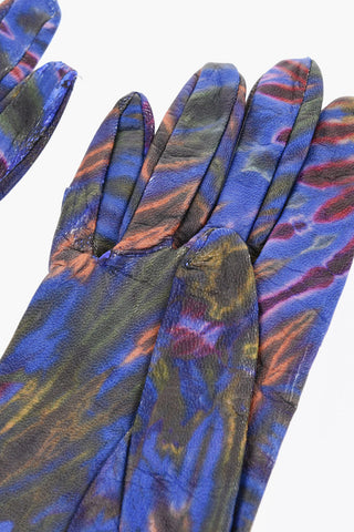 Tie Dye Effect Leather Gloves