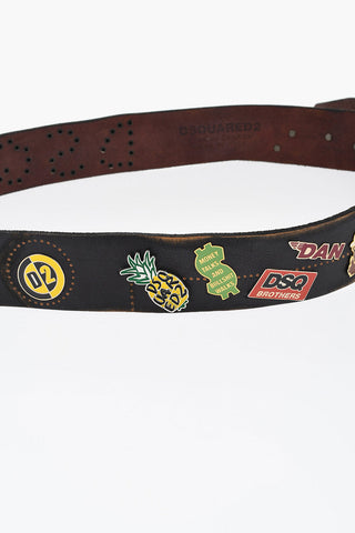 Leather Belt with Studs and 40mm Metal Decorations