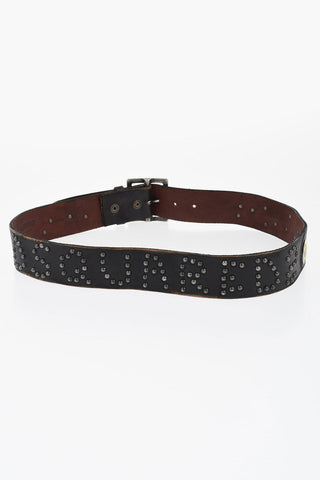 Leather Belt with Studs and 40mm Metal Decorations