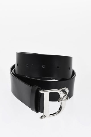 Leather Belt with Logoed Anchor Buckle 40mm