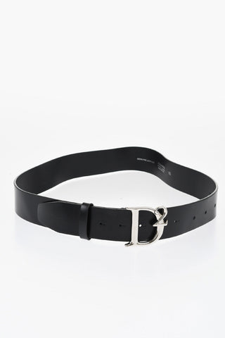 Leather Belt with Logoed Anchor Buckle 40mm