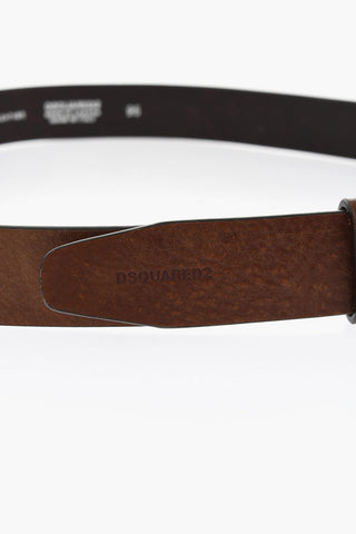 Leather Belt with Logoed Metal Buckle 30mm