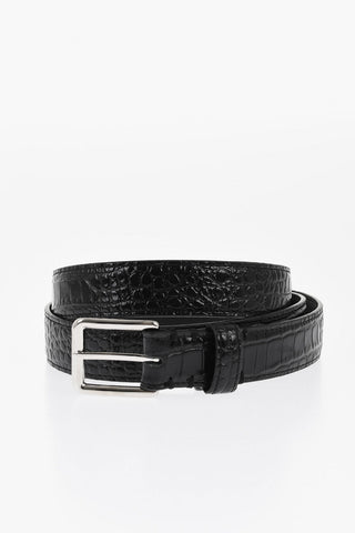 Crocodile Effect Leather Belt 25mm