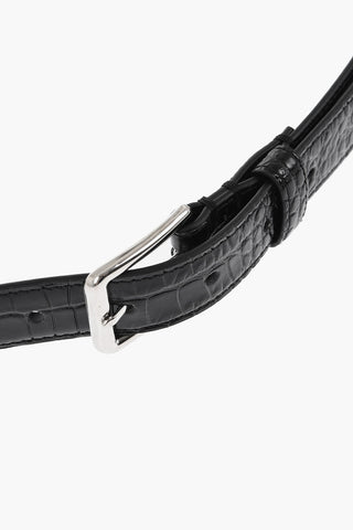 Crocodile Effect Leather Belt 25mm