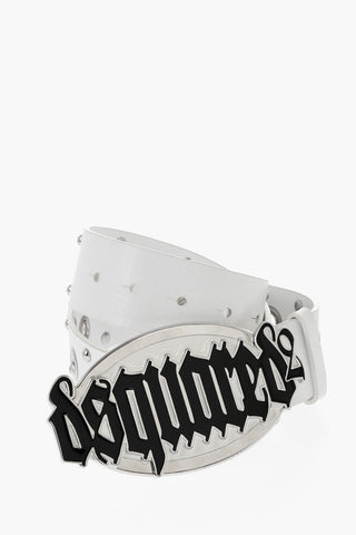 Leather Grommet Belt with Studs 40mm