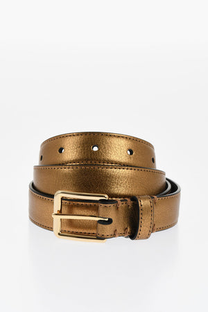 Lamé-Ledergürtel mit goldener 25-mm-Schnalle