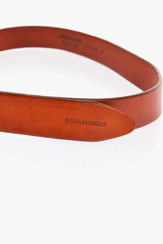 Solid Color Leather Belt with Silver-Tone Buckle 30mm