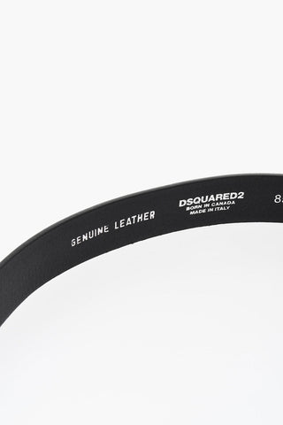 Leather Belt with Silver-Tone Buckle 25mm