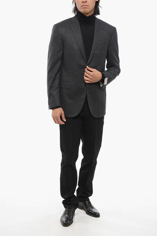 Wool ACADEMY Single Breasted Blazer With Flap Pocketd