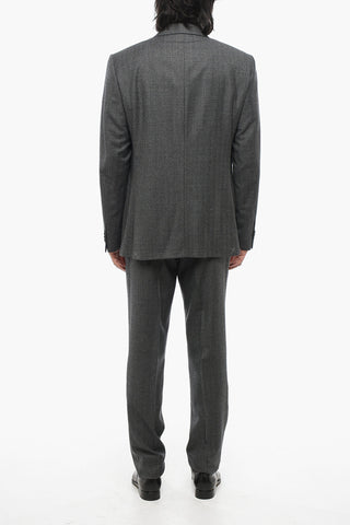 Virgi Wool Suit with Herringbone Motif
