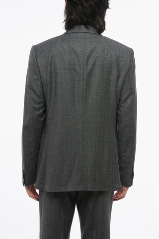 Virgi Wool Suit with Herringbone Motif