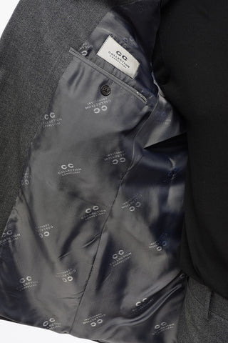 Virgi Wool Suit with Herringbone Motif