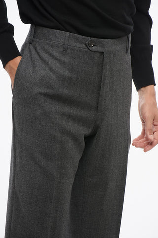 Virgi Wool Suit with Herringbone Motif