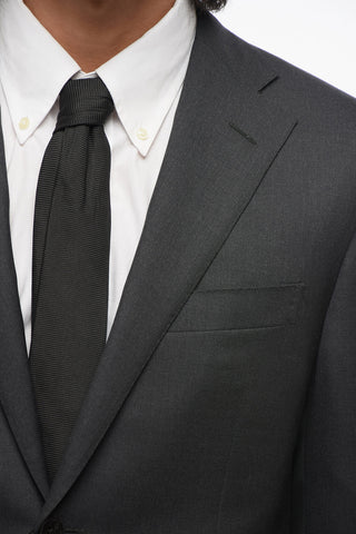 Melange Virgin Wool Suit with Flap Pockets