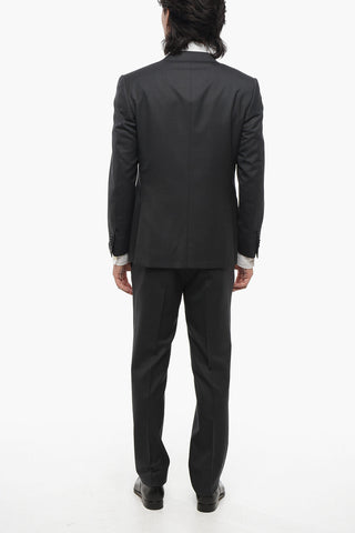 Melange Virgin Wool Suit with Flap Pockets
