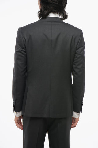 Melange Virgin Wool Suit with Flap Pockets