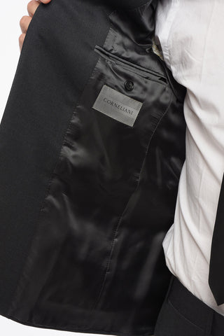 Melange Virgin Wool Suit with Flap Pockets