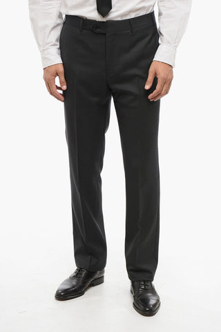 Melange Virgin Wool Suit with Flap Pockets