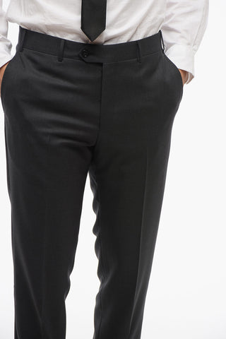 Melange Virgin Wool Suit with Flap Pockets
