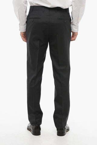 Melange Virgin Wool Suit with Flap Pockets