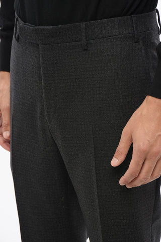 Virgin Wool Suit with Micro Check Motif