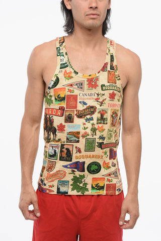 Printed Cotton Blend Tank Top
