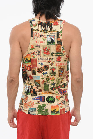 Printed Cotton Blend Tank Top