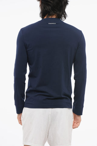 T-Shirt a Maniche Lunghe in Misto Cotone