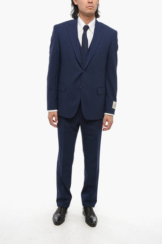 CC COLLECTION Virgin Wool Blend Notch Lapel 3 Piece Waistcoat Suit