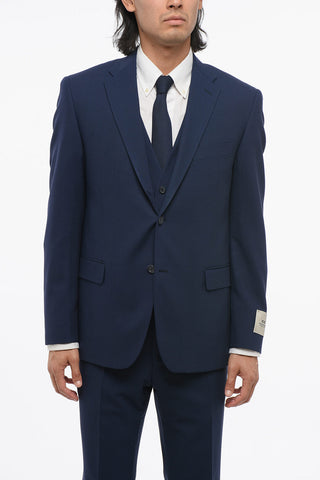 CC COLLECTION Virgin Wool Blend Notch Lapel 3 Piece Waistcoat Suit