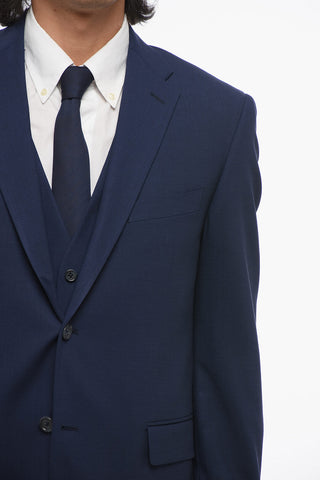 CC COLLECTION Virgin Wool Blend Notch Lapel 3 Piece Waistcoat Suit