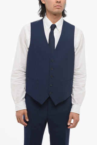 CC COLLECTION Virgin Wool Blend Notch Lapel 3 Piece Waistcoat Suit