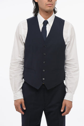 CC COLLECTION Virgin Wool Side Vents Notch Lapel 3 Piece Waistcoat Suit