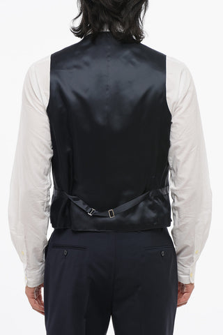 CC COLLECTION Virgin Wool Side Vents Notch Lapel 3 Piece Waistcoat Suit