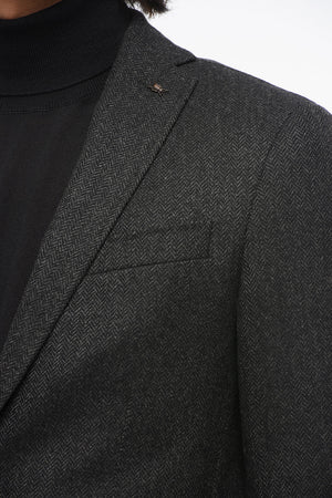 CC COLLECTION Blazer Monopetto In Lana Motivo Herringbone