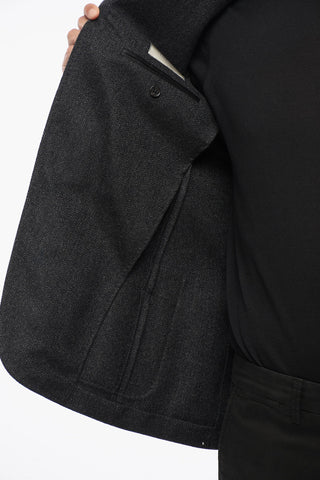 CC COLLECTION Wool Single-Breasted Blazer with Herringbone Pattern