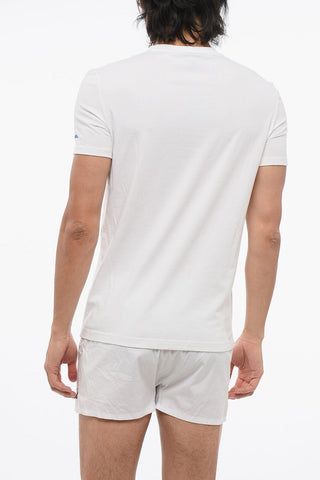 T-shirt Girocollo in Cotone Stretch a Tinta Unita