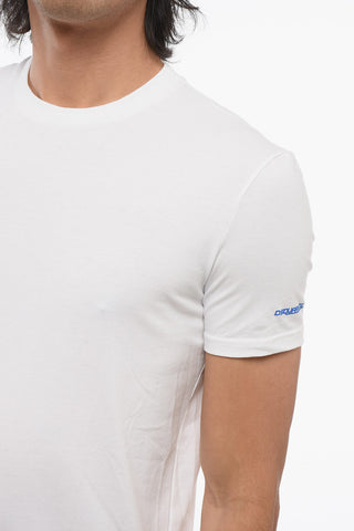 T-shirt Girocollo in Cotone Stretch a Tinta Unita