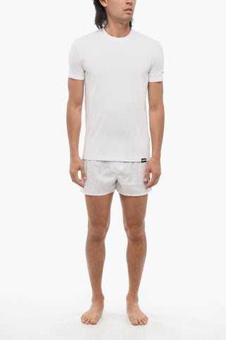 T-shirt Girocollo in Cotone Stretch a Tinta Unita
