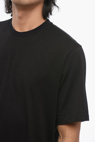 Crew Neck Monochrome Cotton Blend T-Shirt